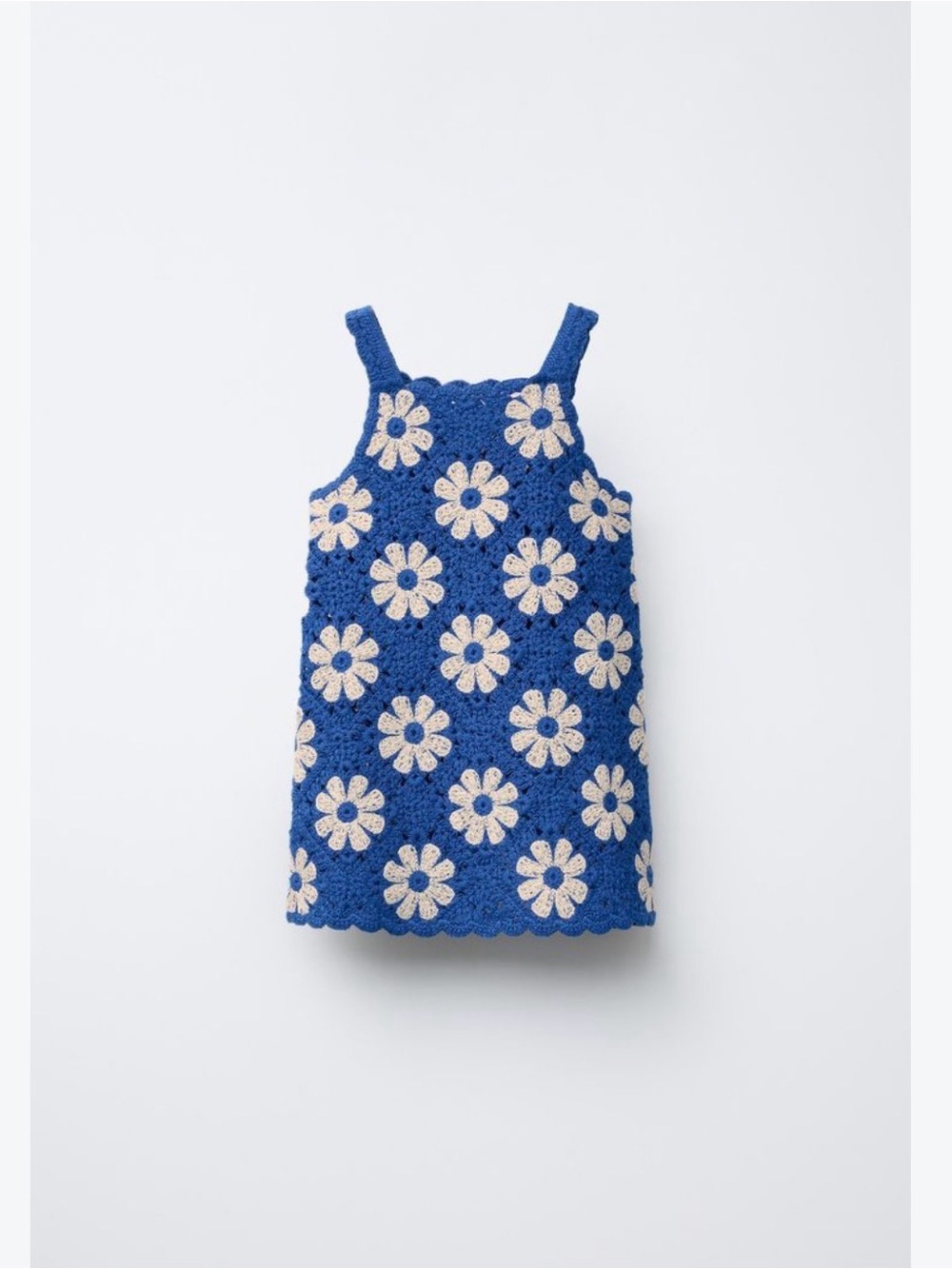 Zara Royal Blue Crochet Tank with Cream Daisy Appliqués